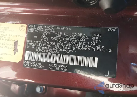 2008 Lexus Rx 350 from USA, damaged, VIN JTJGK31U880012563